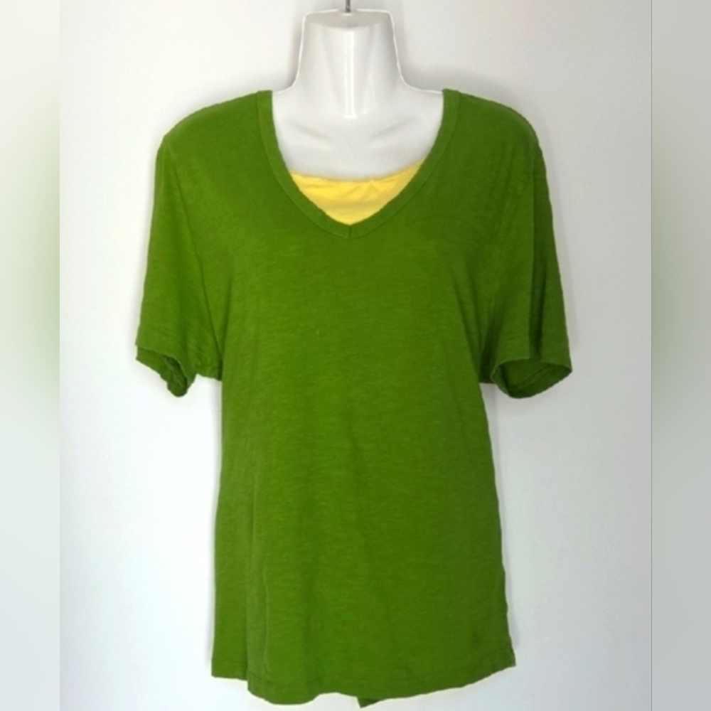 Green V-Neck Women's Top